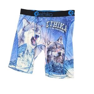 Ethika Staple Wolf Boxer Briefs Underwear Mens‎ 28x8 Blue Graphic Print